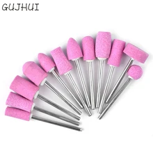 O Transporte da gota 12 pcs Quartzo Rosa Prego Broca Arquivo Callus Pedras Pedra de Amolar Cabeça Nail Art Cuidados Manicure Ferramentas 170615(China)