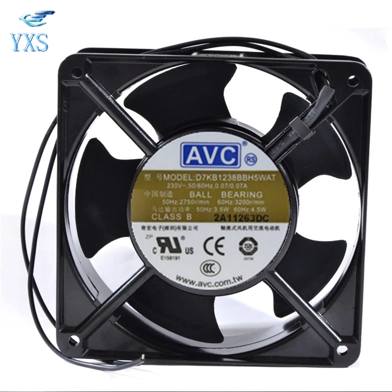 D7KB1238BBH5WAT AC 230V 0.07A 50/60 Гц 3200 об/мин 12038 12 см 120*120*38 мм 2 провода шкаф Вентилятор