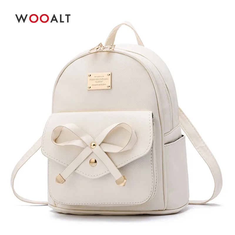 

Wooalt Fashion Women Mini Backpacks for Girls Bowknot Cute Small Backpack PU Leather School Bags Ladies Travel Shoulder Backpack