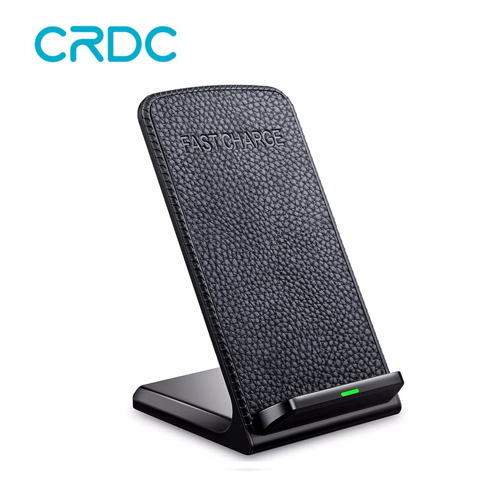 CRDC NEW Leather Dual Coil Qi Wireless Charger For iPhone X 8 Plus Samsung Galaxy Note S8 S7 Desktop Fast Wireless Charging Pad