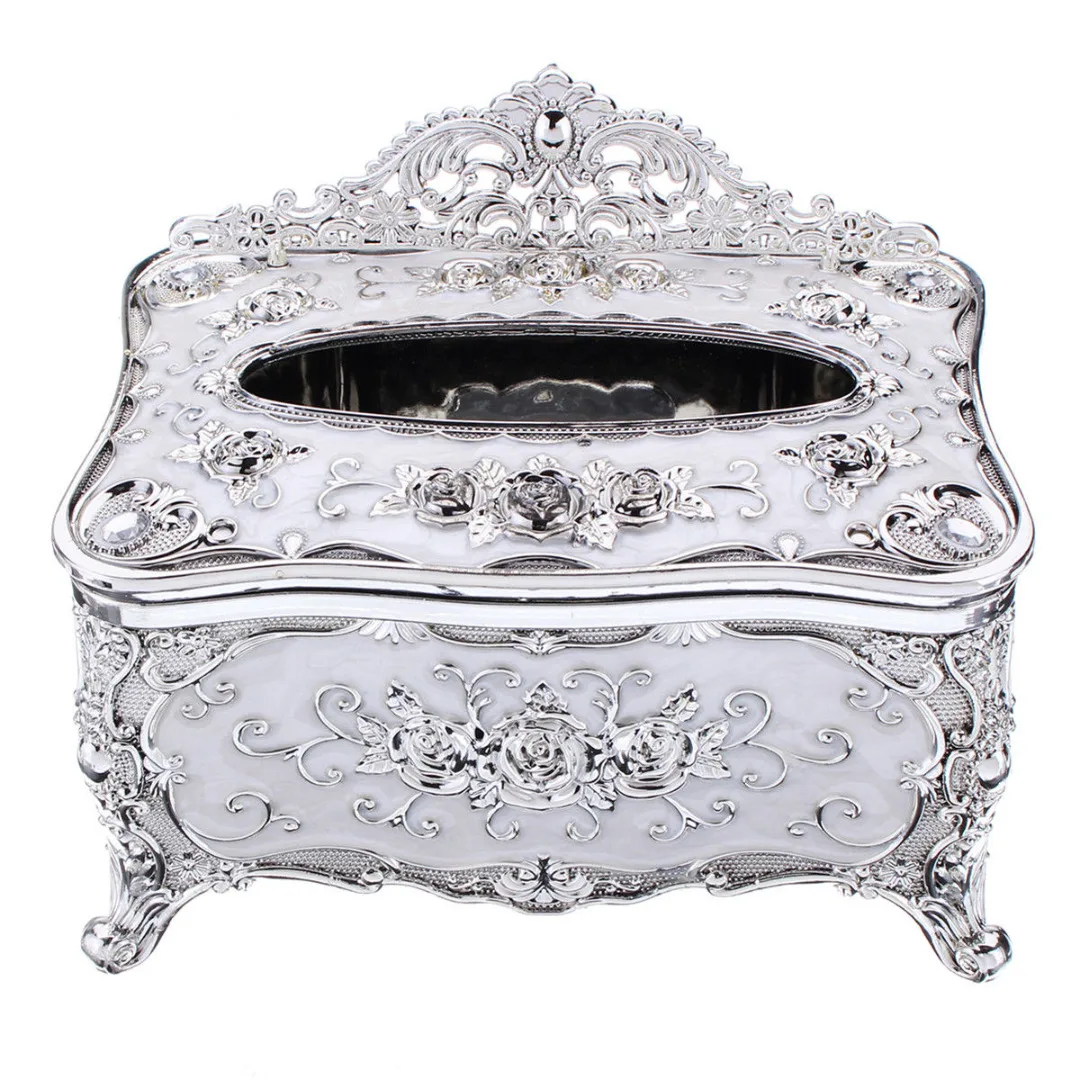 JX-LCLYL Elegant Gold Tissue Box Cover Chic Napkin Case Holder Hotel Home Decor Organizer