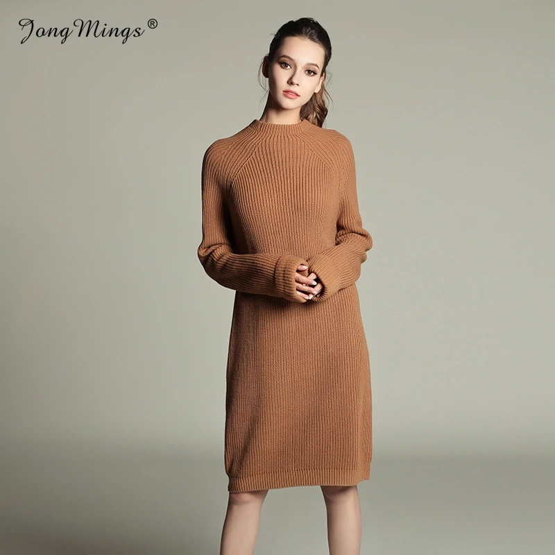 

Korean Style Women Winter Knitting Dresses Sweater Streetwear Half Turtleneck Warm Long Sleeve Casual Dress Vestidos De Fiesta