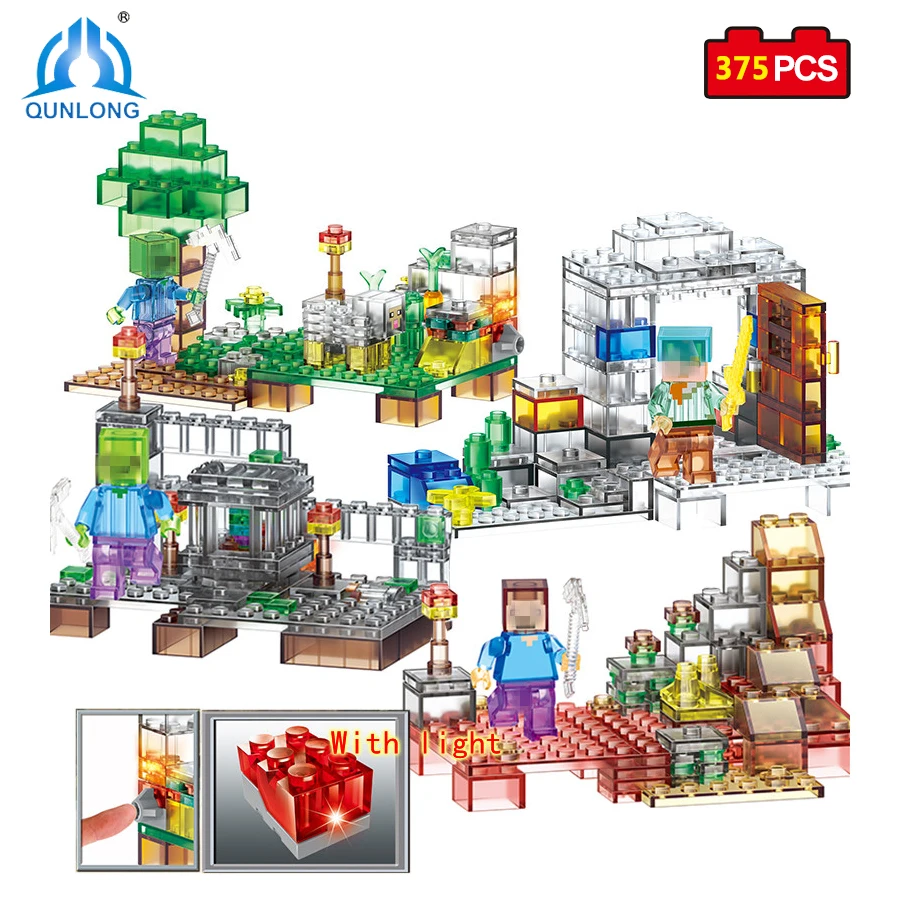 Qunlong Toys 4 in 1 Crystal Light Toys My World Minecrafted City Building Blocks Educational Toy Mini Figures Compatible Legoed baby-building-blocks : image Qunlong Toys 4 in 1 Crystal Light Toys My World Minecrafted City Building Blocks Educational Toy Mini Figures Compatible Legoed baby-building-blocks