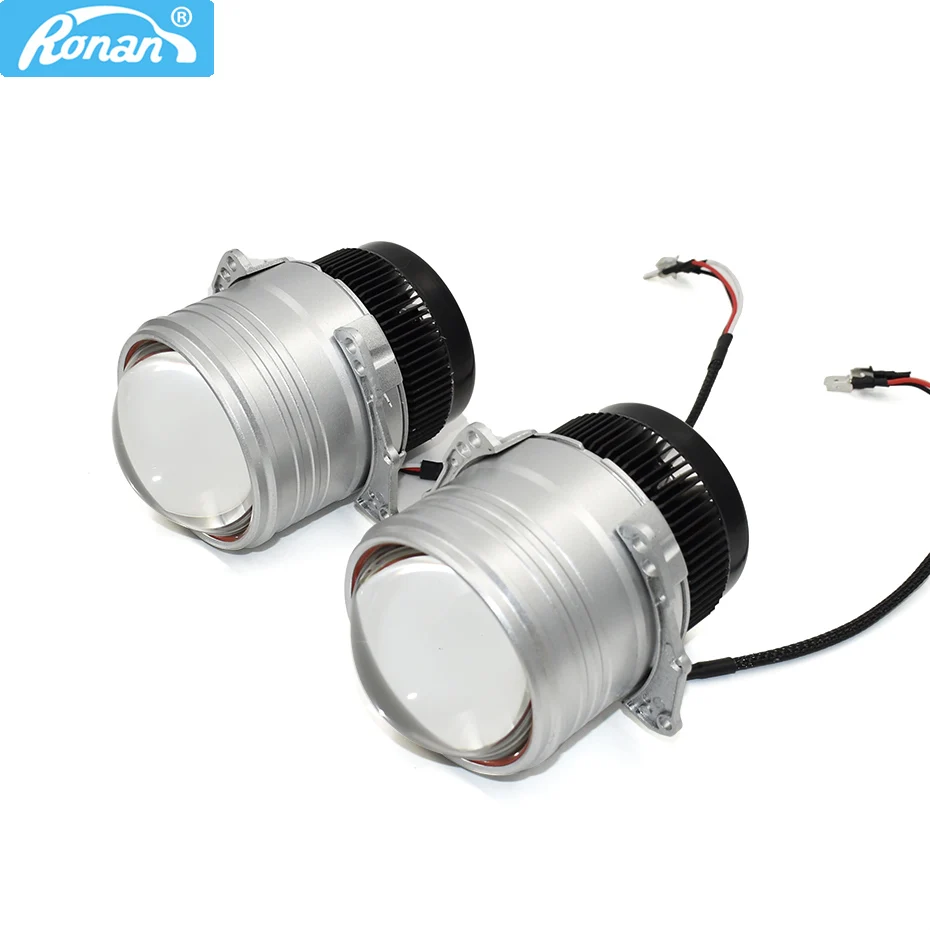 Cheap Ronan 3.0 inch Direct-injection multi-lens LED car headlights dual lens 7 unit led chip high low beam one set DIY car retrofit