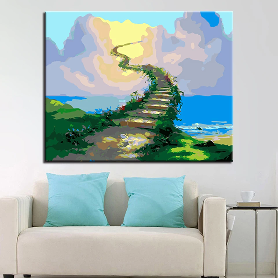 

Cloud Road Landscape Diy Painting By Numbers Kits Drawing Coloring Pictures Canvas Painting For Living Room Deco Chambre
