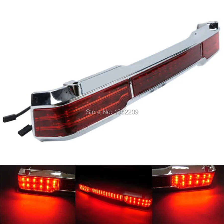 Motorcycle Chrome LED Tail Brake Light Fits For Harley Touring Trunk