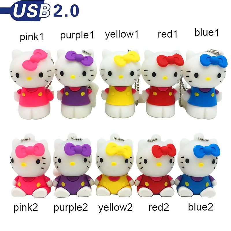 

Usb Flash Drive 4GB 8GB Pendrive 16GB Pen Drive 32GB Cute Hello Kitty Cat Pink lovely Creative U disk memory Stick flash card