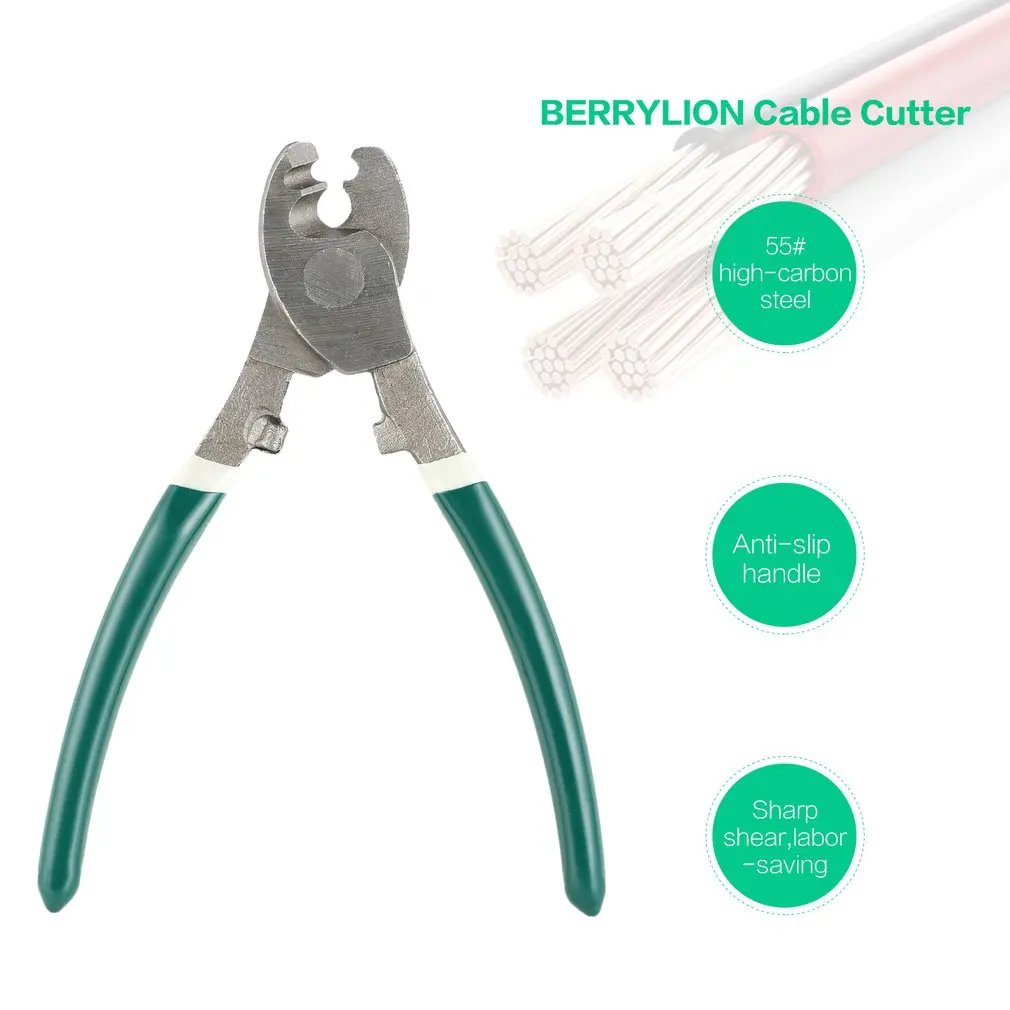 BERRYLION 6 дюймов резак для кабеля ножницы обжимной Кусачки Электрический Инструмент электрика для зачистки проводов