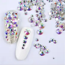 800 шт./упак. модные 3D смешанные размеры красочный плоский кабель для ногтей Стразы для ногтей блеск алмазов драгоценных камней DIY украшения для ногтей