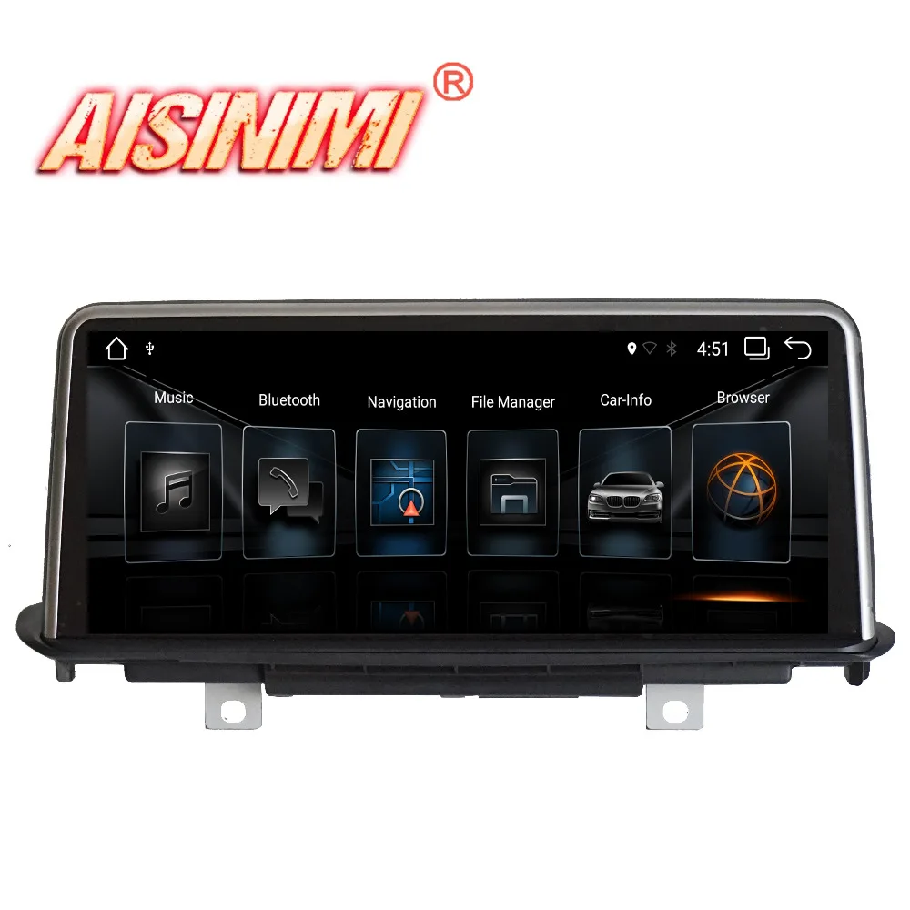 Best AISINIMI Android 9.0 PX6 Car Dvd Navi Player FOR BMW X5 F15 (2014-2017) NBT System car audio gps stereo auto monitor all in one 5