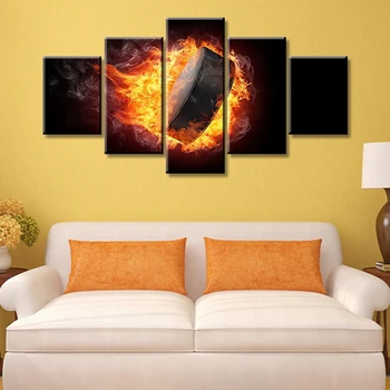 

Canvas Wall Art Pictures Modern Frame Living Room Decor 5 Pieces Abstract Flame Music Sound HD Printed Modular Painting