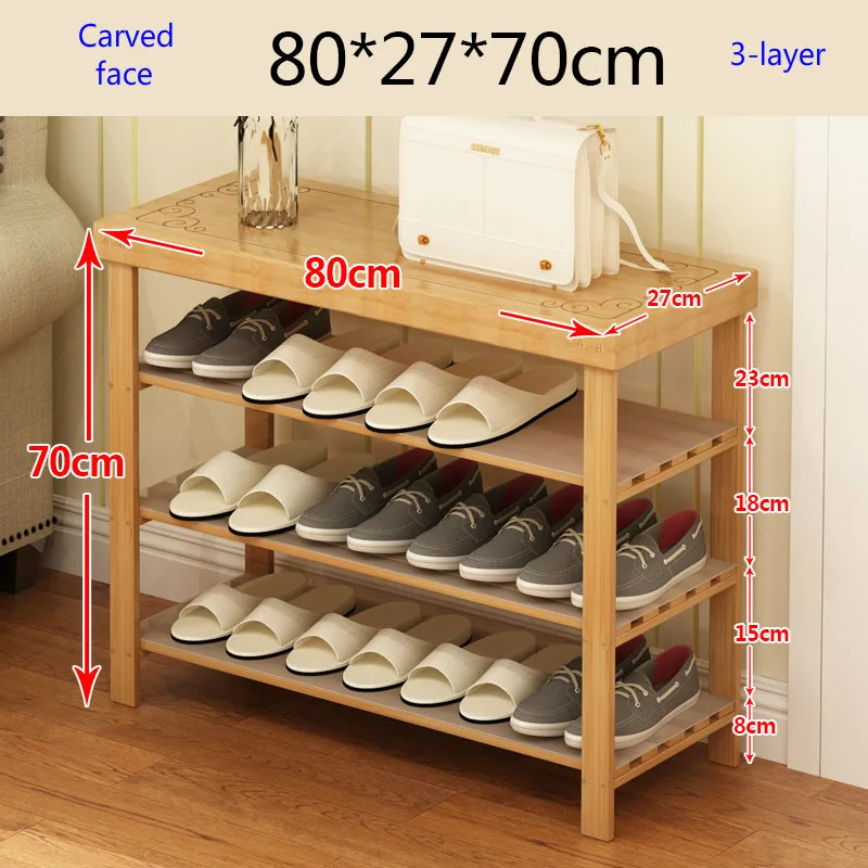 Стеллаж для обуви из цельной древесины, многослойный простой бытовой бамбуковый современный минималистичный стеллаж для хранения в общежитии, полка для обуви