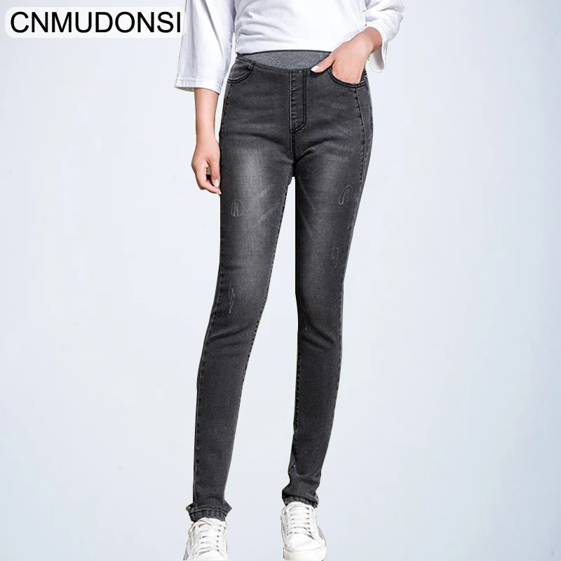 CNMUDONSI Мода г. деним классический обтягивающие джинсы для женщин; большие размеры для дам бойфренда jean jeggings Брюки девоче