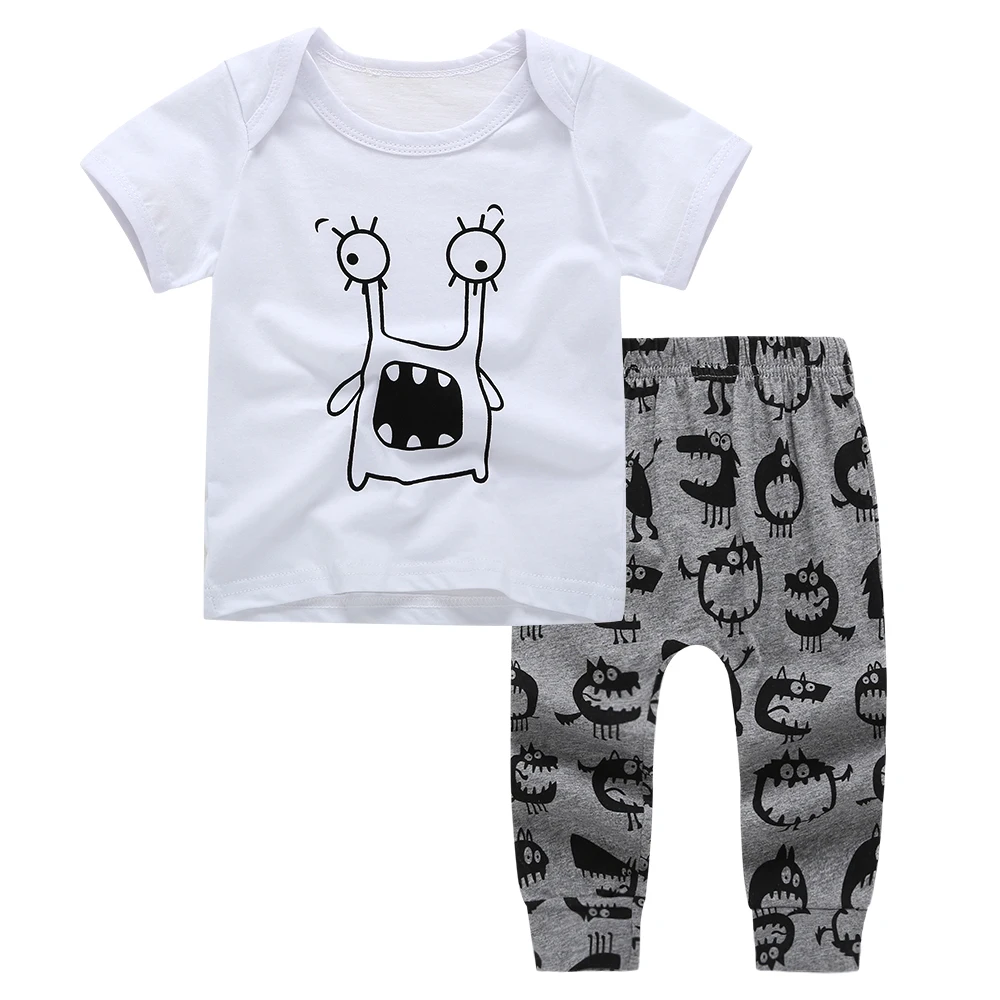 

2pcs 2019 New Summer baby girl Boys clothes set Newborn Baby clothing set short sleeve Tops+Pants Infant casual suit Outfits Set