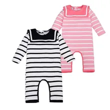 Baby Sailor Rompers Fashion Navy Style One-pieces Striped Jumpsuit Black Infant Clothing Macacao Ropa Bebe Newborn Baby Romper