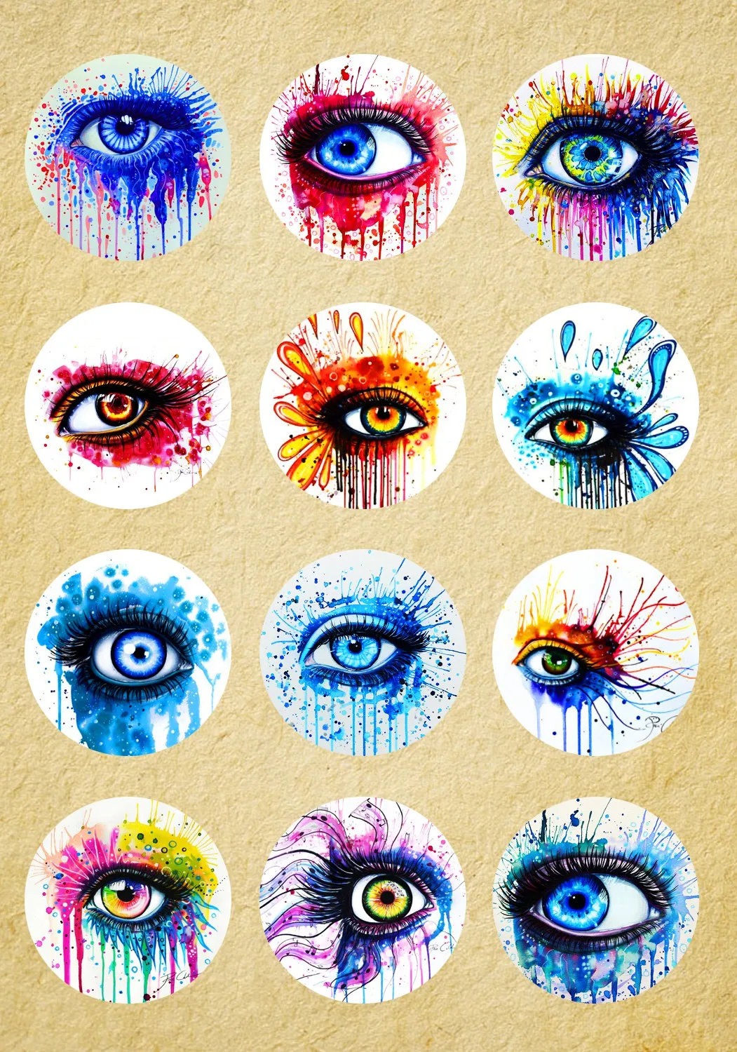 20pcs Glass Cabochons Jewelry Accessories Eye Pattern Handmade Round