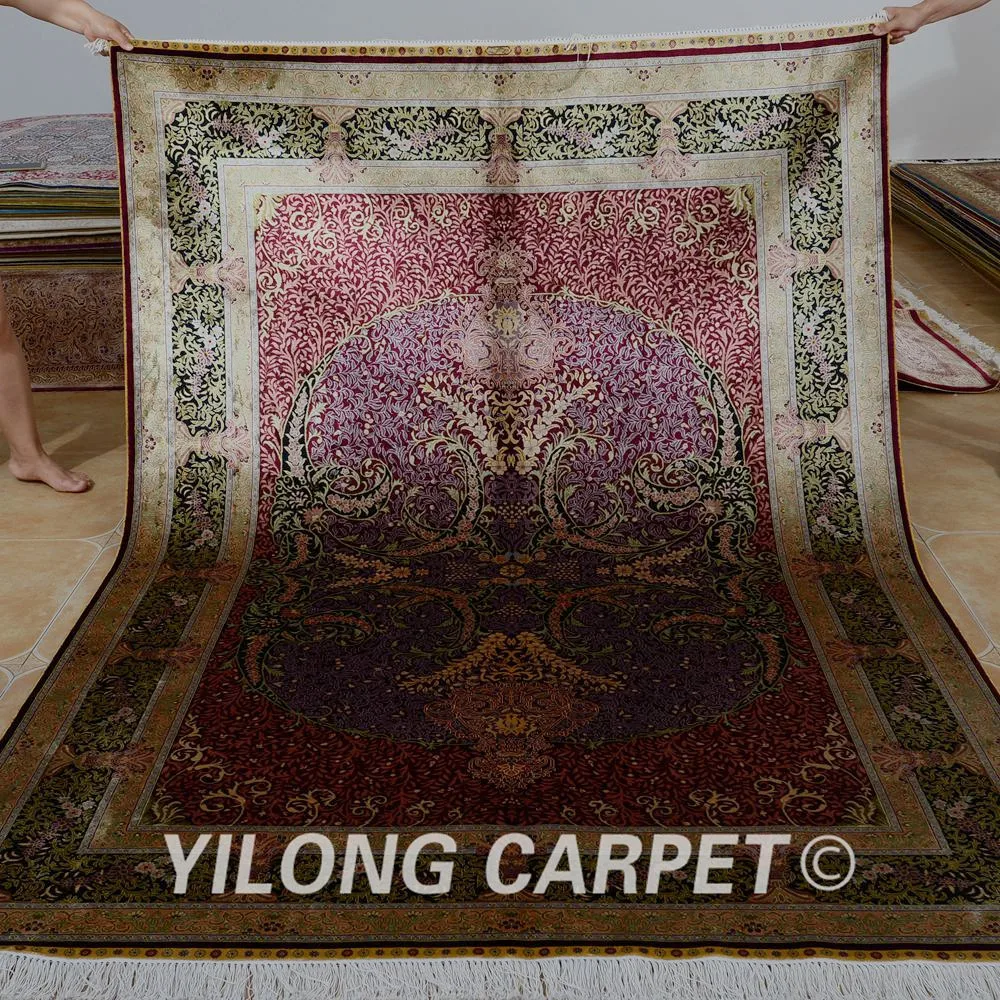 Yilong 5,5 'x8' персидский ковер прямоугольник vantage красный ручной работы чистые шелковые коврики(0789