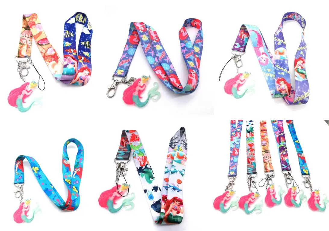 

Hot Sale! 1 pcs cartoon Mermaid Princess Ariel pendant Key Chains Mobile Cell Phone Lanyard Neck Straps Favors S14