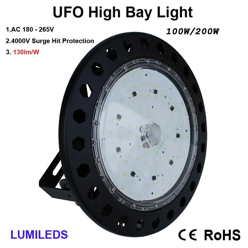 

100W UFO High Bay LED Shop Lighting,Works from 180V to 265V,350W-400W HPS or MH Bulbs Equivalent,Great LED High Bay Ligh