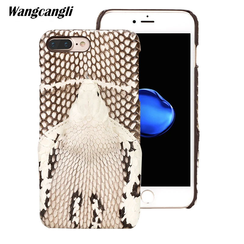 

wangcangli Brand genuine snake skin phone case For iphone 7 plus phone back cover protective case leather phone case