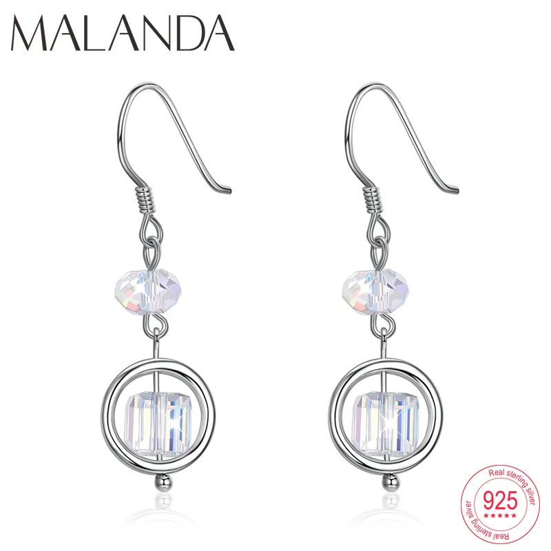 

Malanda Square Crystal From Swarovski Beads Earrings Sterling Silver Dangle Earrings For Women Drop Earrings Party Jewelry Gift