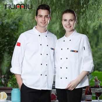 

Men Women's Chinese Restaurant Chef Workwear Uniforms Kitchen Bakery Clothes Long Sleeve Double-breasted Breathable Chef Jackets