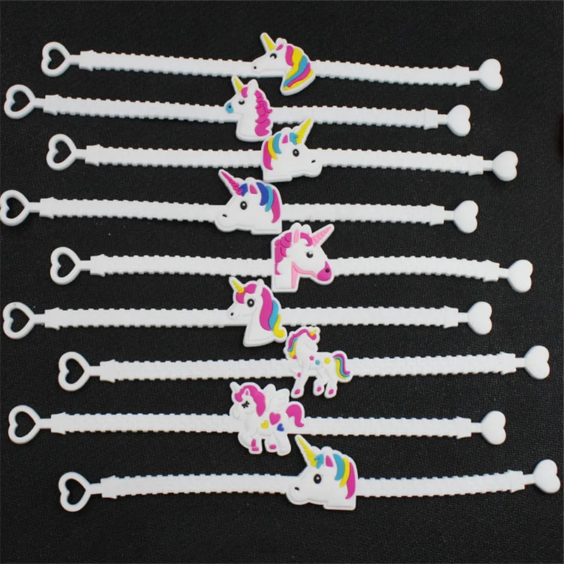 

10 PCS Random Styles Unicorn Silicone Wristbands Rubber Bracelets Toys For Kids Boys Girls Adults Birthday Christmas Gifts