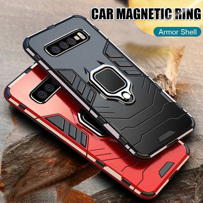 

Car Magnetic Ring Armor Case On The For Samsung S10E S8 S9 S10 PLus Full Cover For Samsung Note 9 A7 2018 Ring Bracket Case Capa