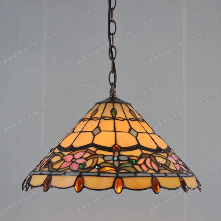 

15-inch European-style retro art glass chandelier Tiffany lighting retro restaurant kitchen stores hotels lighting