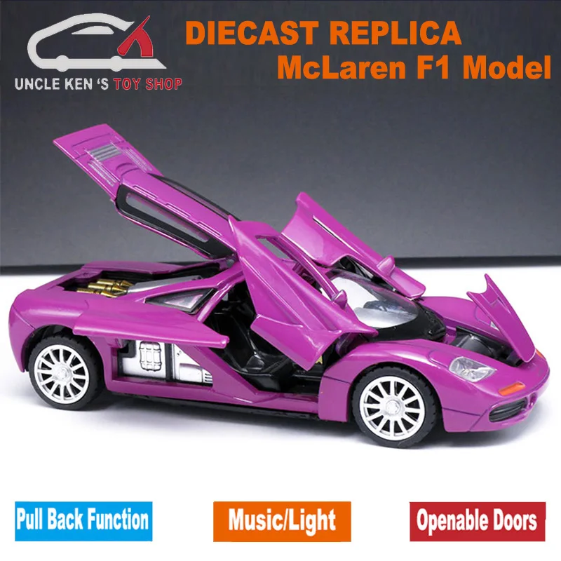 Goedkoop 15 cm Lengte Schaal McLaren F1 Diecast Model Auto, legering Speelgoed Met Muziek Licht Trek Functie Voor Kinderen Kids Als Gift