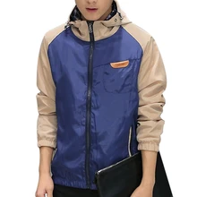 Newest 2016 Men’s Fashion Winter Coat Patchwork Male Autumn Jackets with Hat Zipper Men Windbreaker Trench Outwear