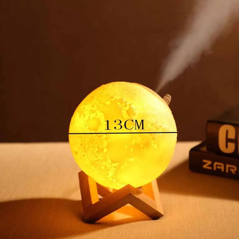 

3D Moon Humidifier With 3 Color Night Light USB Charging Air Atomizer For Bedroom Air Purifier Exquisite Compact Gradient