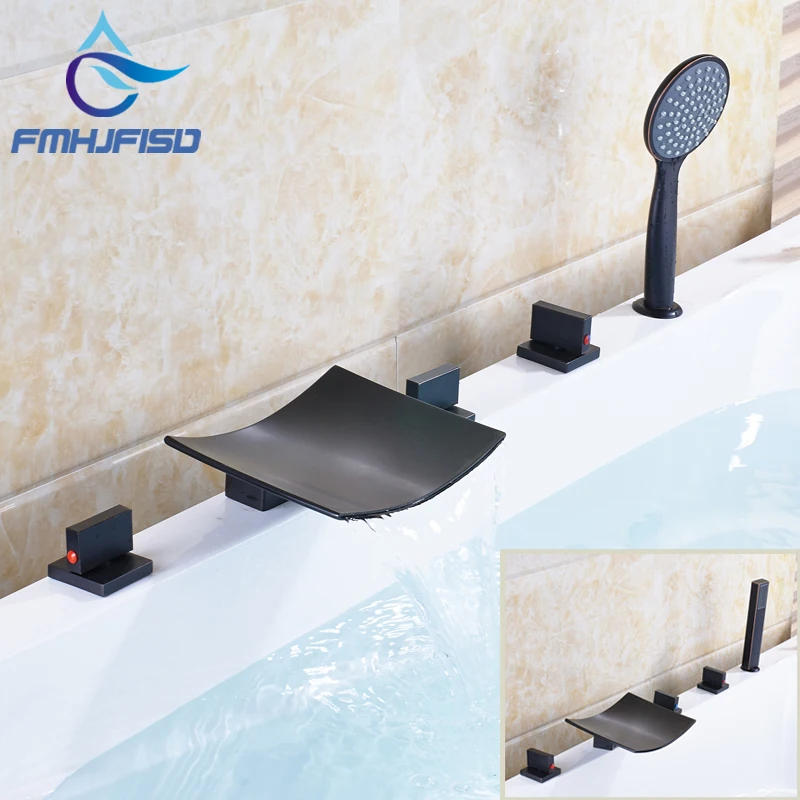 

fmhjfisd New Arrival Bathroom Shower Faucet Oil Rubbed Bronze with Waterfall Spout Bathtub Water Taps