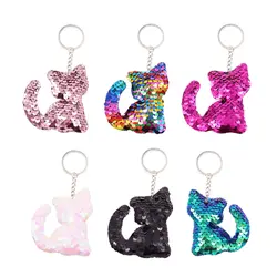 24 шт брелок кошка красочные блестки чехол для брелка декоративная сумочка сумка Автомобильный ключ