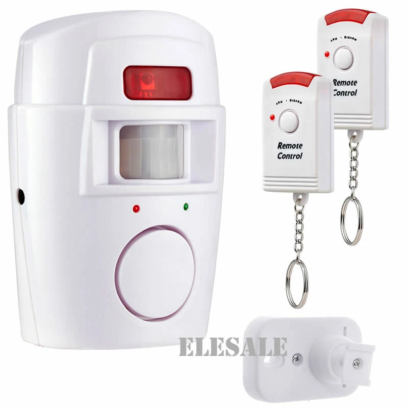 Wireless Pir Motion Sensor Detector Alarm With 2 Remote Controls Door
