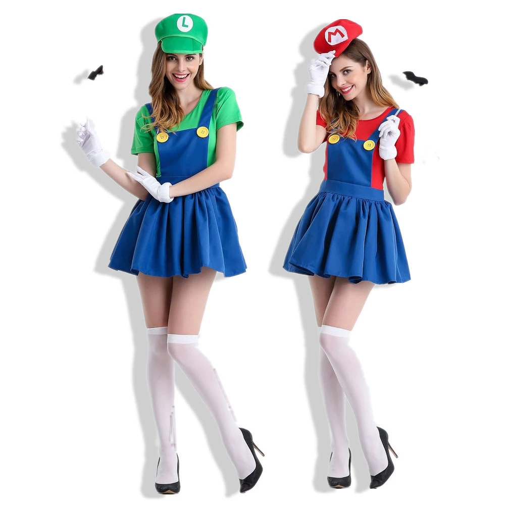 ハロウィンズスーパーマリオルイージブラザーズ衣装女性のセクシーなドレス配管工コスチューム大人マリオコスプレ衣装ファンシードレス Holidays Costumes Aliexpress