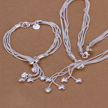 Silver plated refined luxury popular cordate pendants necklace bracelet two piece hot selling wedding jewelry S009