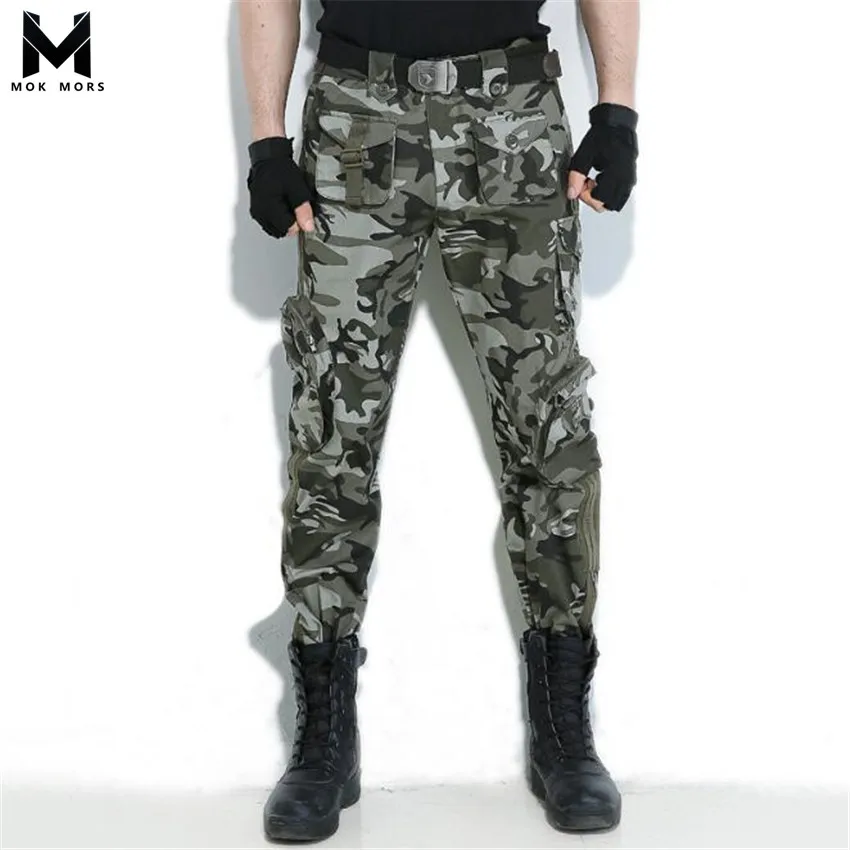 2018 новый мульти-карман военные Стиль военные камуфляж Для мужчин брюки мода прилив бренд высокое качество тонкая Для мужчин s брюки
