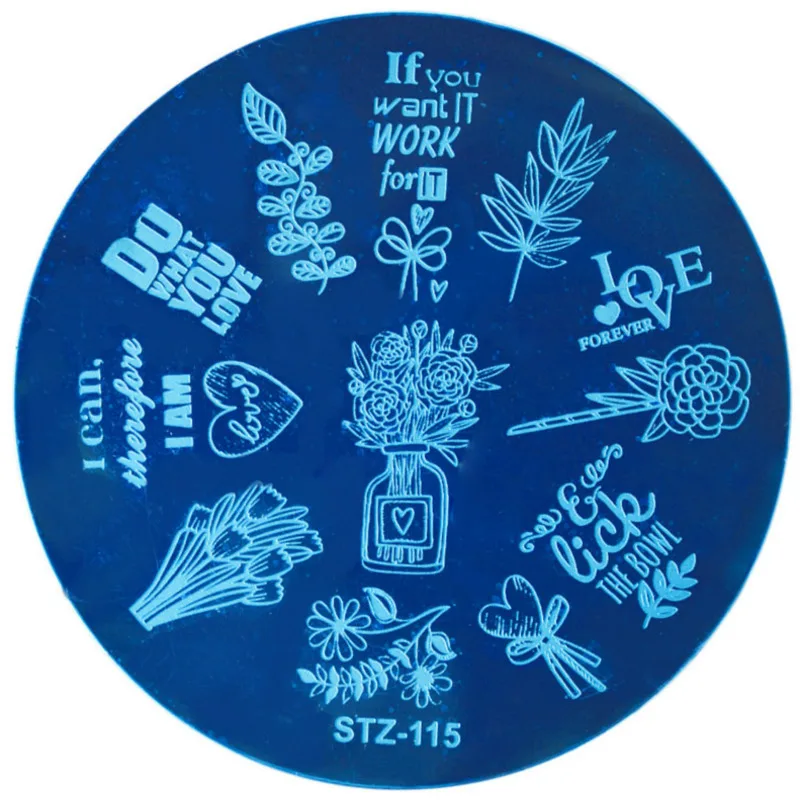 

Flowers Nail Art Templates Plates Charms Nail Stamp Stencil Floral Image Manicure Tools For Base Coat/Nail File DIY Salon 6cm