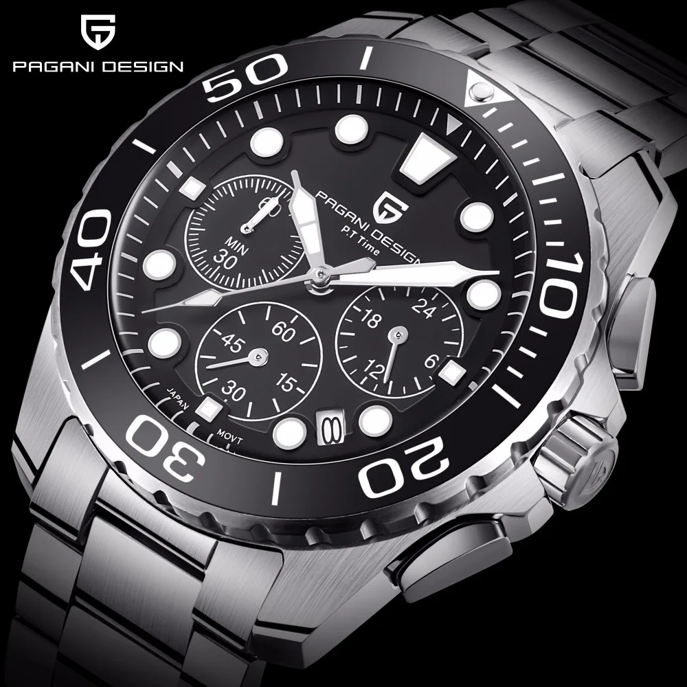PAGANI Дизайн брендовые часы для мужчин хронограф кварцевые наручные Полный сталь водостойкий Спорт s часы для мужчин часы reloj hombre