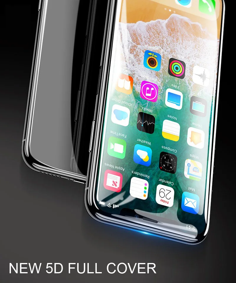 TOMKAS For iPhone X 10 Glass Tempered 5D Curved Edge Premium Full Coverage For iPhone 6 6S 7 8 Plus Protective Glass Film