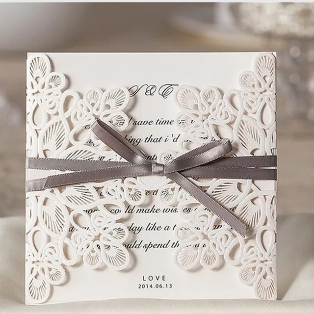 18PCS/Lot Party Supplies Wedding Invitations Laser Cut Hollow Flower