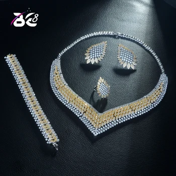 Be 8 New Arrival AAA Cubic Zirconia Elegant 2 Tones Necklace Earring Set 4pcs Jewelry for Women African Beads Jewelry Sets S304 Be 8 New Arrival AAA Cubic Zirconia Elegant 2 Tones Necklace Earring Set 4pcs Jewelry for Women African Beads Jewelry Sets S304