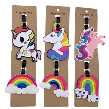 

Travel Accessories Luggage Tags Animal Cartoon Unicorn Portable Label Silica Gel Suitcase ID Addres Holder Baggage Boarding