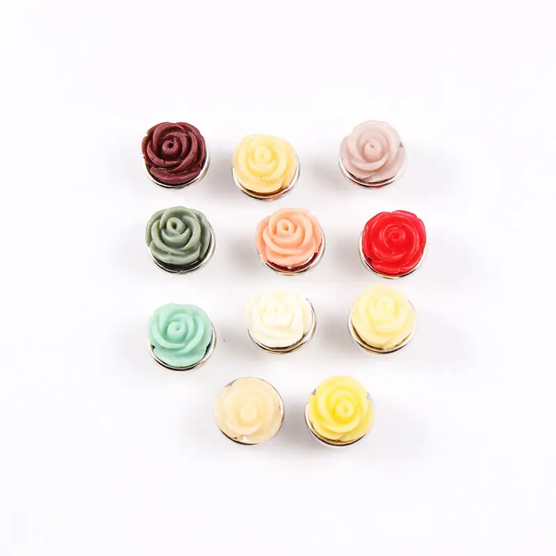20pcs/lot Colorful Rose Snap Buttons 12MM Snap Button Jewelry Fit 12mm