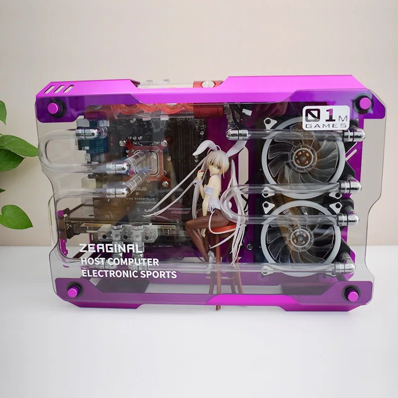 DIY полностью алюминиевый сплав PC игровая подставка из закаленного стекла MATX
