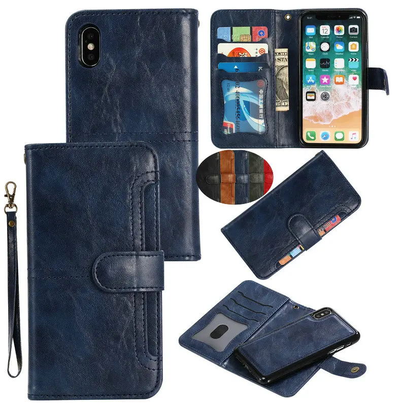 

2 In 1 Vintage Wallet Leather Case For iphone XR XS Max X 8 7 6 6s Plus Diary Book Magnetic Cover For iphone XR XS Max Phone Bag