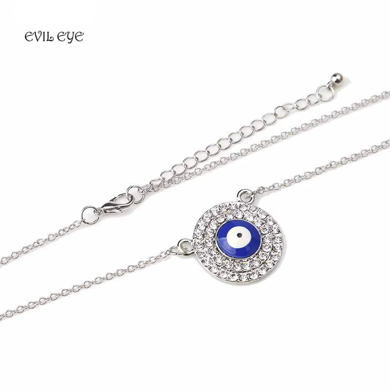 

EVIL EYE New Fashion Gold/Silver Alloy Necklace Blue Evil Eye Charm Round Pendent Necklace For Women Girl Jewelry gift