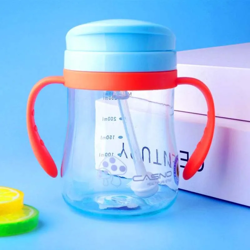 Силикагель для кормления детей малышей новорожденных чашки для питья бутылки для воды дети питьевой Сиппи чашка с соломинкой Copo Infantil поилка - Цвет: Orange Blue