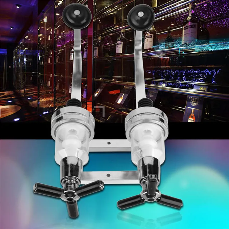 

2 Bottles Wine Alcohol Shot Dispenser Pourer Rack Liquor Drinks Wall Bar Mounted